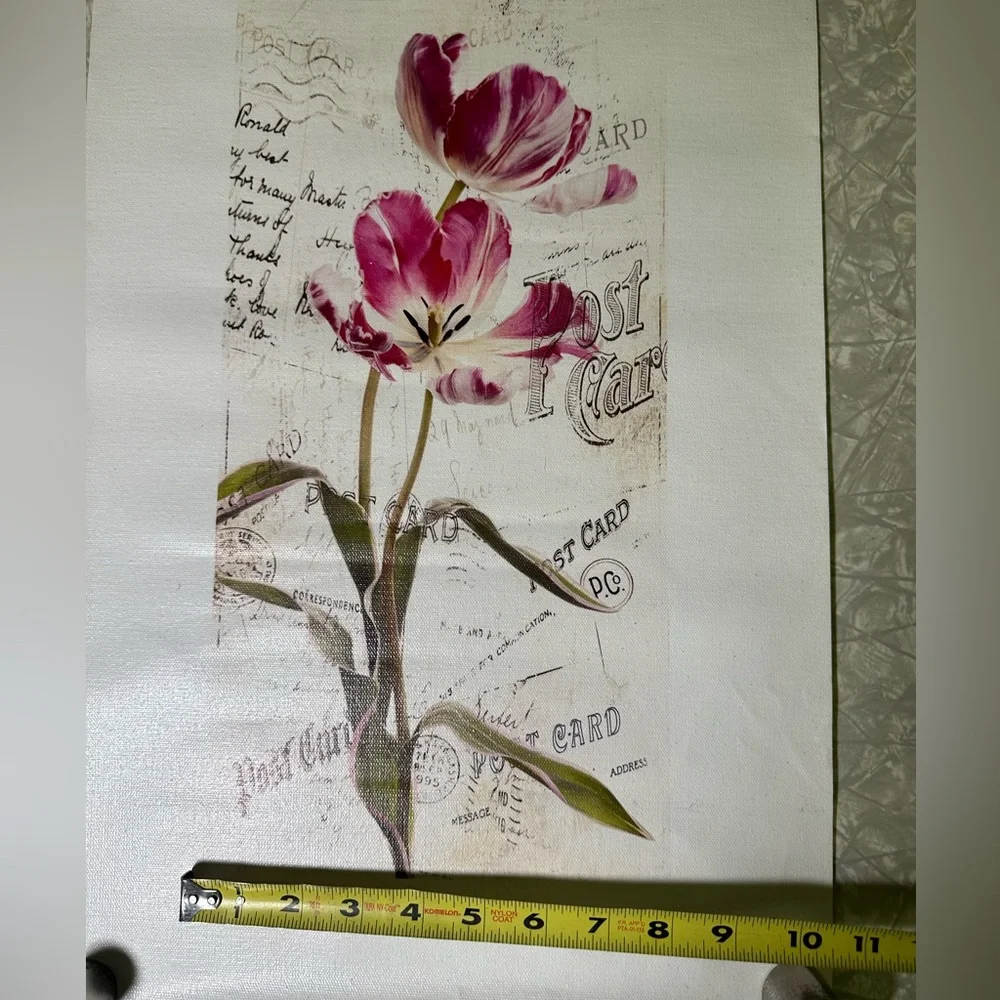 Printed art on Canvas Pink‎ Tulips Vintage Style Craft